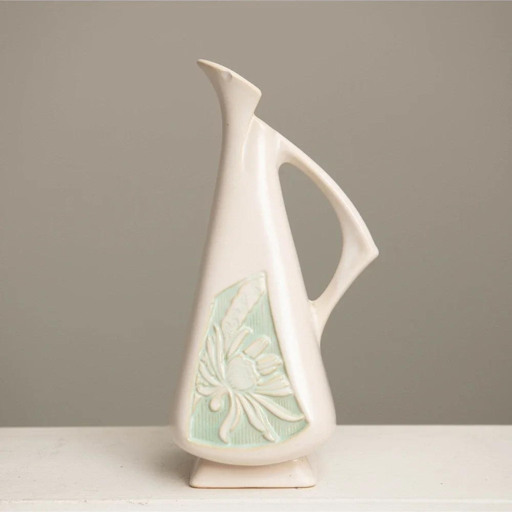 VTG Roseville Pottery Raymor Floral Ewer Pitcher Mid Century Modern 50s Art Deco